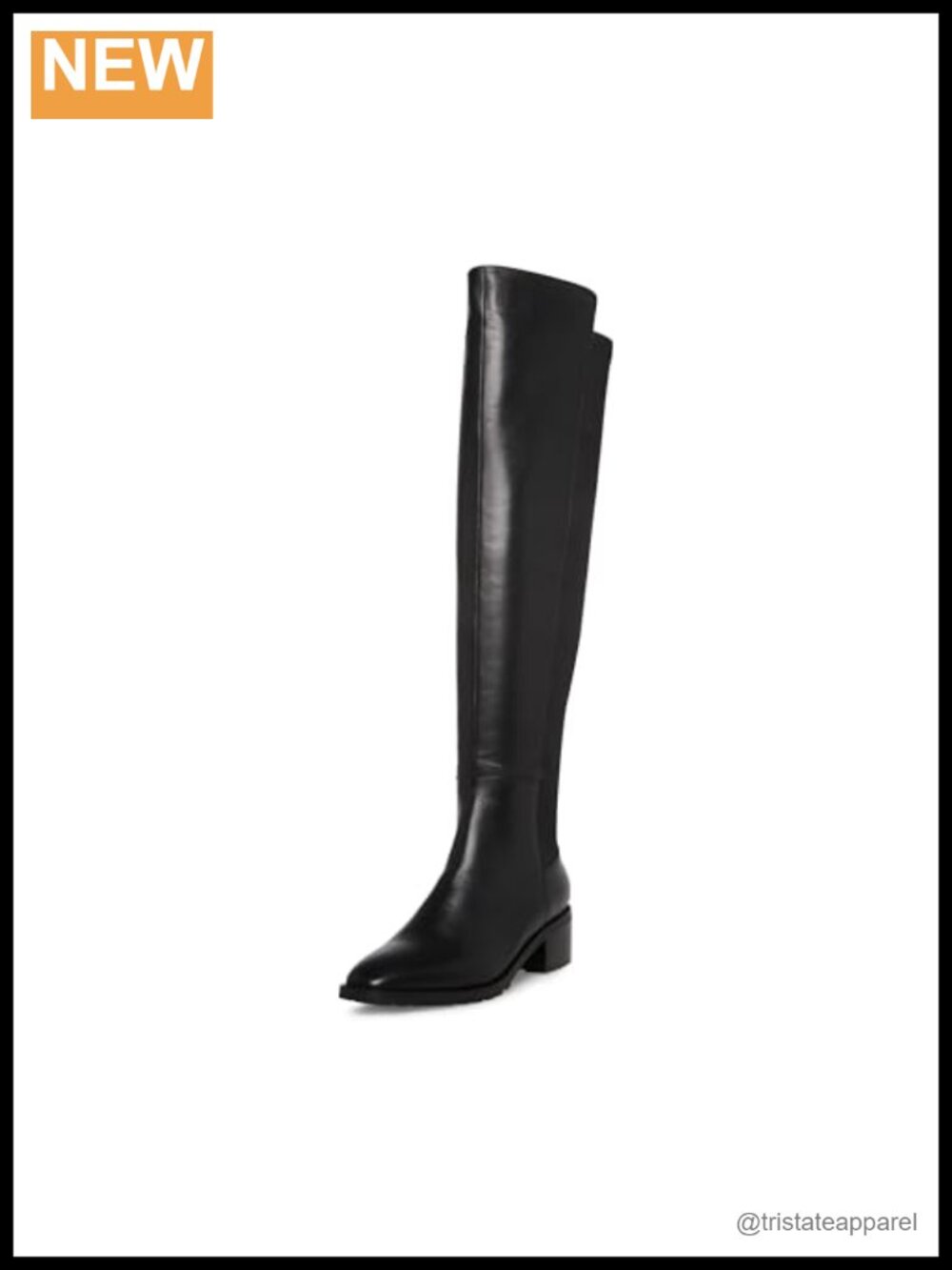 Waterproof Over-the-Knee Boots Leather Block Heel Pull-On